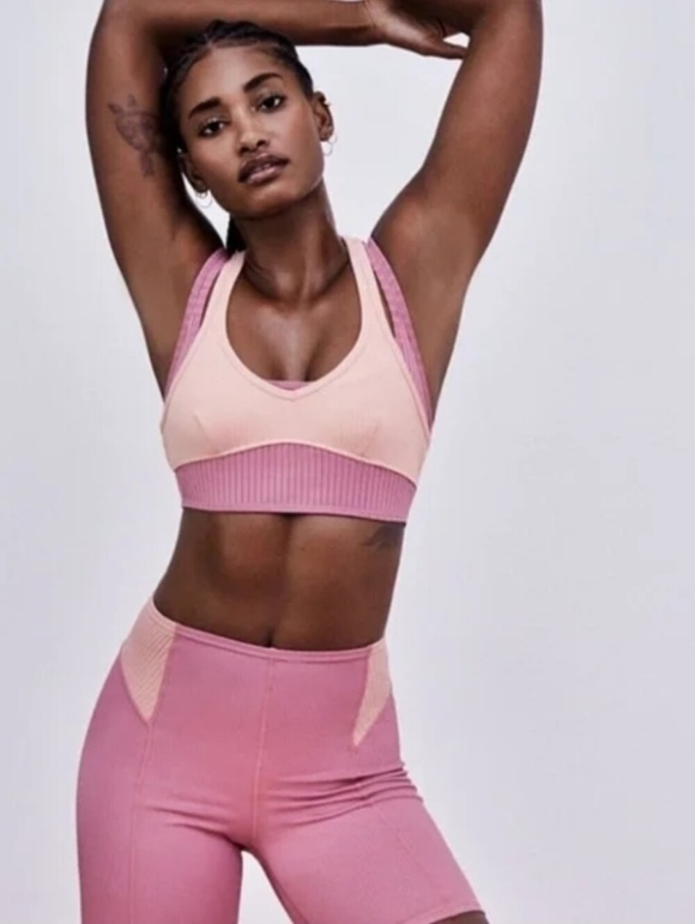 For Love & Lemons Romy Lounge Bra Ribbed Mesh Pink Peach M